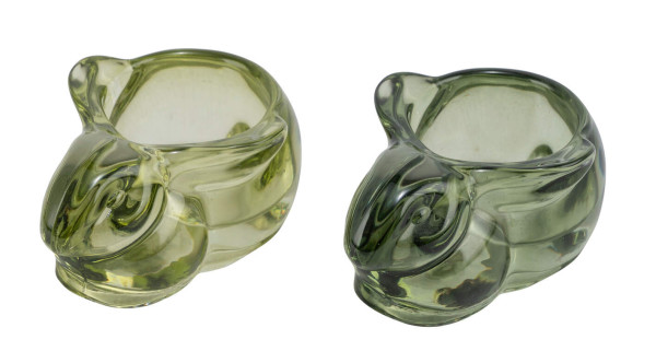 Teelichthalter Hase in grün aus Glas