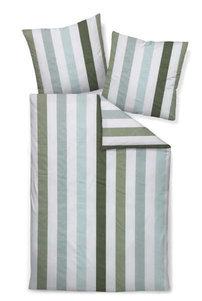 Bettwäsche J. D. Mako-Satin in grün aus Baumwolle