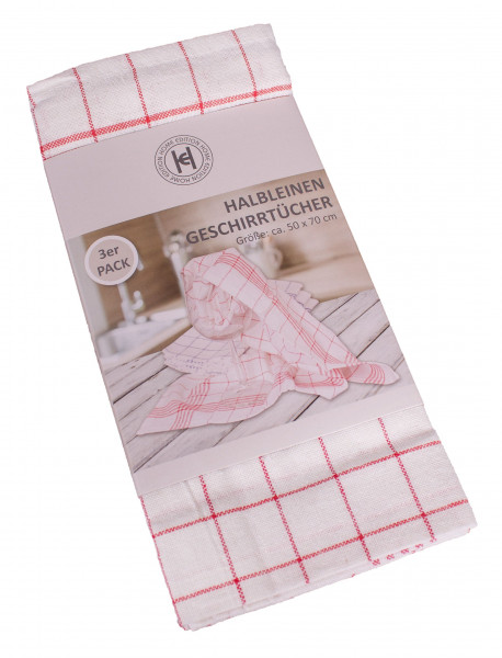 Geschirrtuch-Set PLAID in weiß aus Mischgewebe