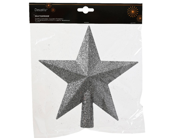 Baumspitze STAR grau in grau aus Kunststoff