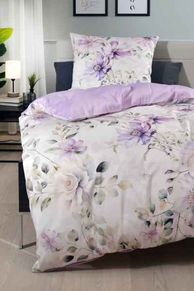 Wendebettwäsche VIOLETTA Satin in violett aus Baumwolle