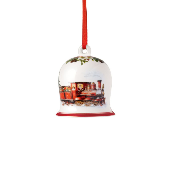 Jahresglocke 2025 in weiß/rot aus Bone China