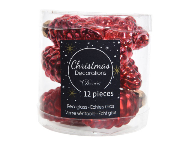 Weihnachtskugel-Box Zapfen WEIHNACHTSROT in rot aus Glas