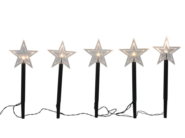 Gartenstecker-Set LED STAR in schwarz aus Kunststoff