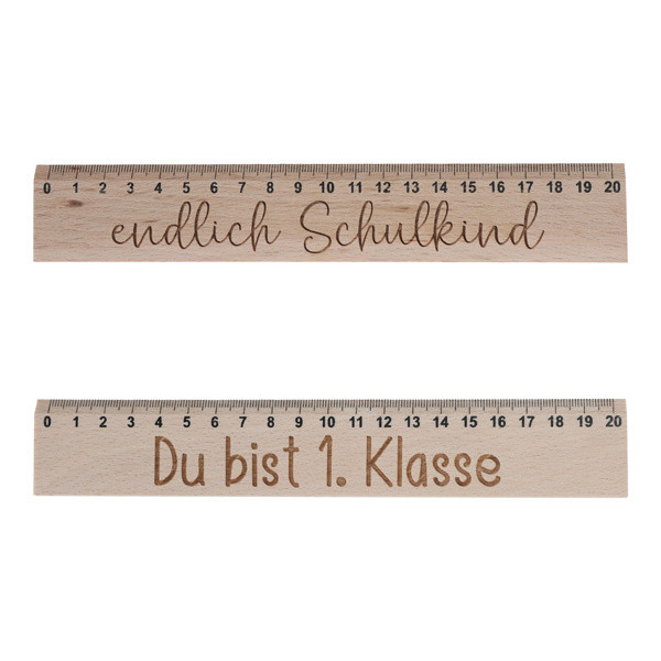 Lineal SCHULKIND in natur aus Holz