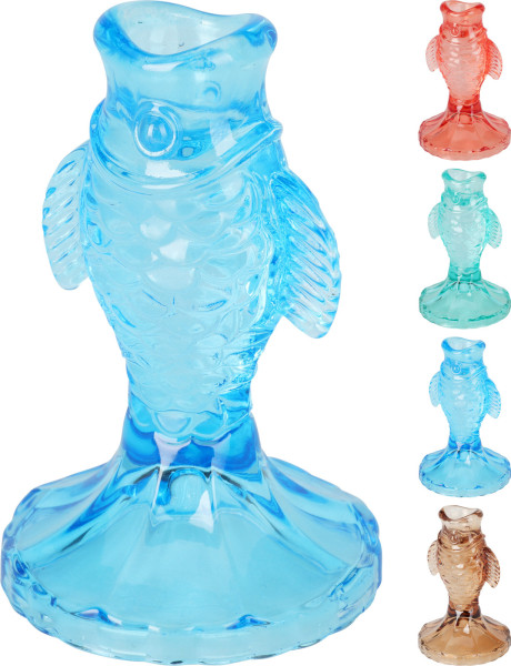 Kerzenhalter FISCH in mehrfarbig aus Glas
