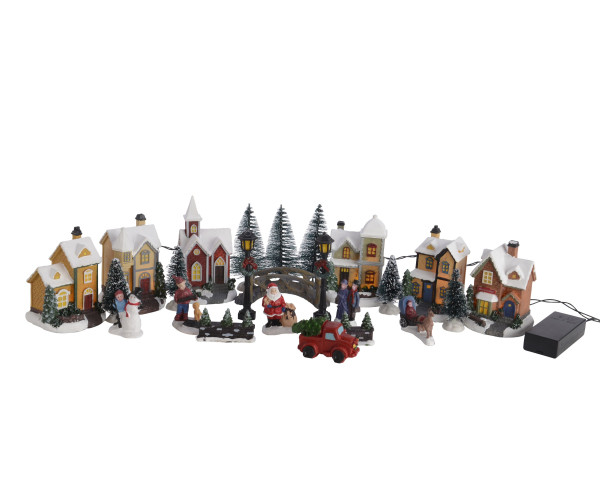 Dekoobjekt LED WEIHNACHTSDORF in mehrfarbig aus Polyresin