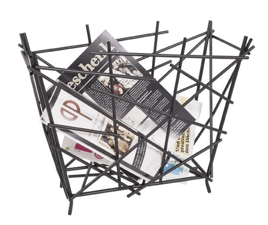 Zeitungsständer Mikado in schwarz aus Metall