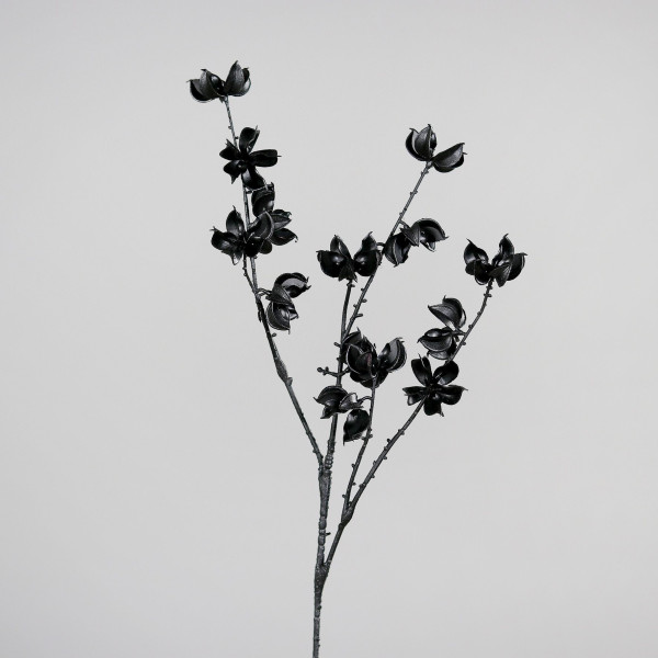 Kunstpflanze Baumwollzweig in schwarz aus Kunststoff