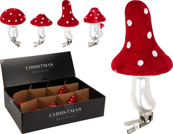 Pilz Stecker in weiß/rot aus Glas