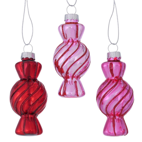 Weihnachtskugel SUGARY in pink aus Glas