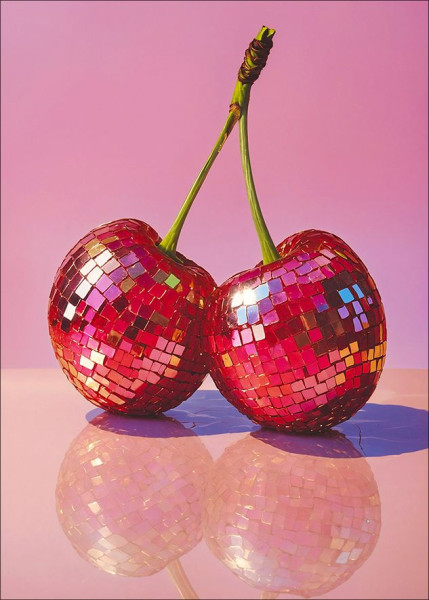 Aludibondbild GLITTER CHERRY in mehrfarbig aus Metall