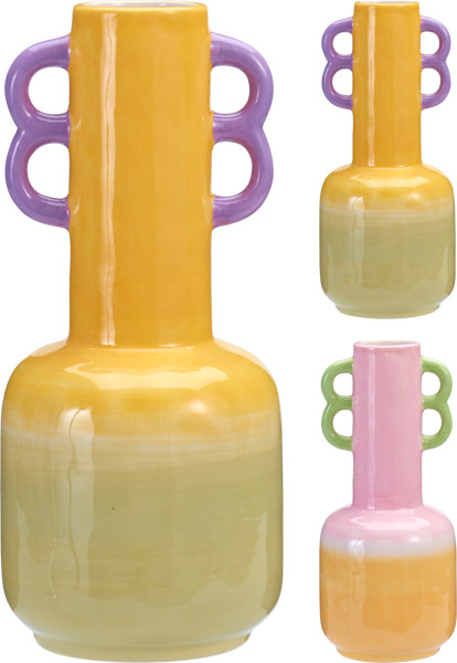 Vase mit Griff in bunt aus Dolomit