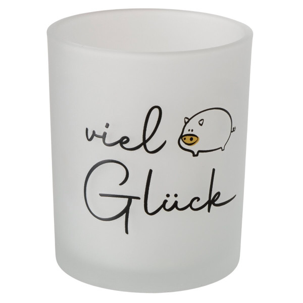 Windlicht GLÜCK in mehrfarbig aus Glas