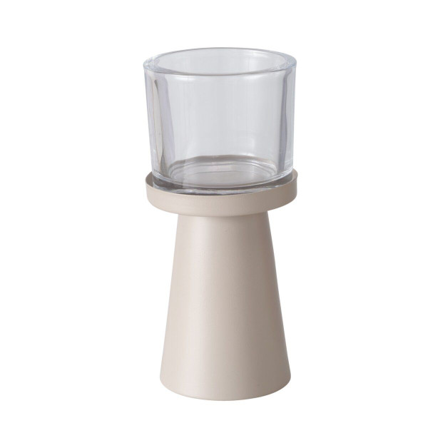 Windlicht PIUS groß in beige aus Materialmix