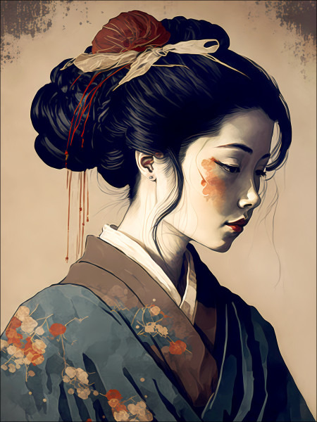 Keilrahmenbild GEISHA II in mehrfarbig aus Holz