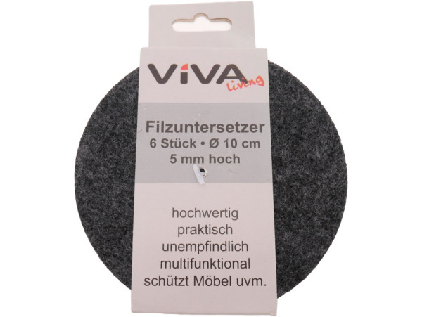 Untersetzer-Set FILZ rund in anthrazit aus Filz