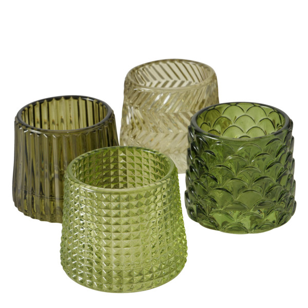 Teelichthalter SABENA in grün aus Glas