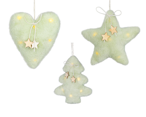 Christbaumschmuck Hänger LED X-MAS grün in grün aus Materialmix