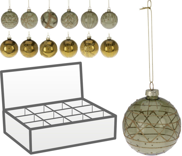 Weihnachtskugel GLITZER in grün aus Glas