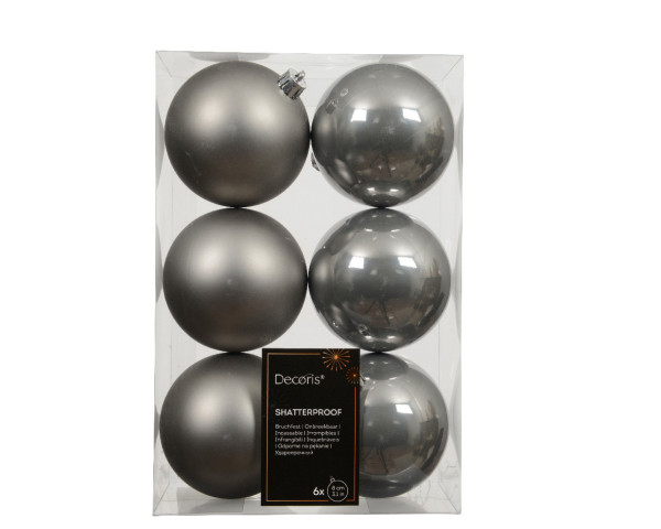 Weihnachtskugel-Set PAIRS in grau aus Kunststoff