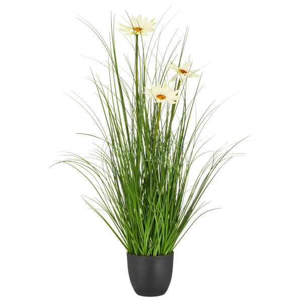 Gras mit Margeriten in grün aus Kunststoff