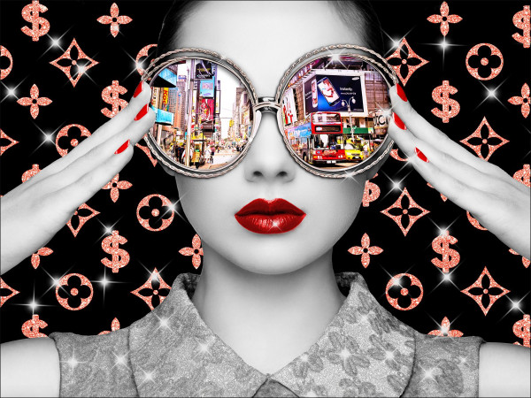 Glasbild BLING BLING NEW YORK in mehrfarbig aus Glas