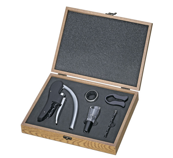 Weinset cilio TRENTINO in schwarz/silber aus Edelstahl