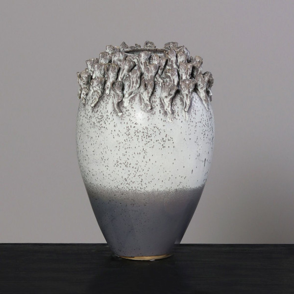 Vase in grau aus Steinzeug