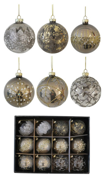 Weihnachtskugel GRAU in grau aus Glas