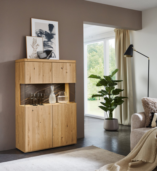 Vitrine witlake TIRANO in Wildeiche aus Massivholz