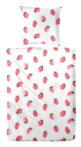 Bettwäsche ERDBEERE in mehrfarbig aus Baumwolle