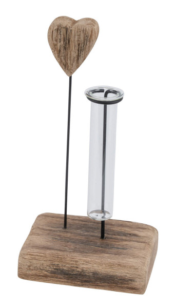 Aufsteller HERZ mit Vase in natur aus Holz
