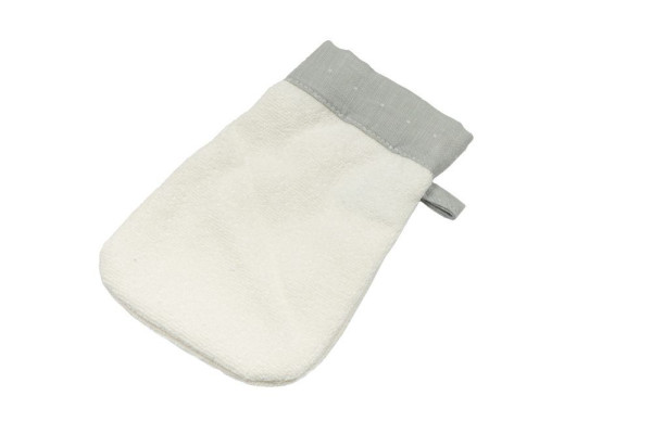 Waschhandschuh PÜNKTCHEN in grau aus Stoff