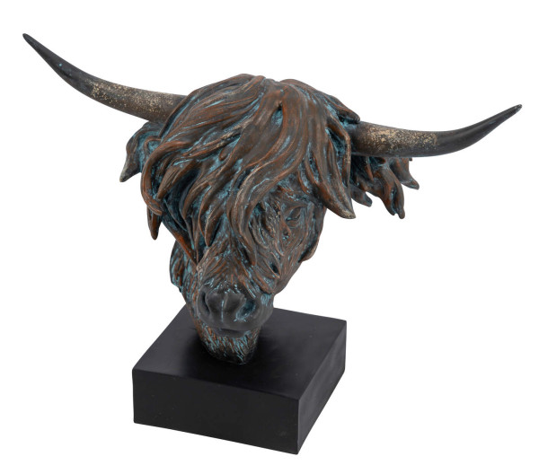 Büste Stierkopf in bronzefarben aus Kunststoff