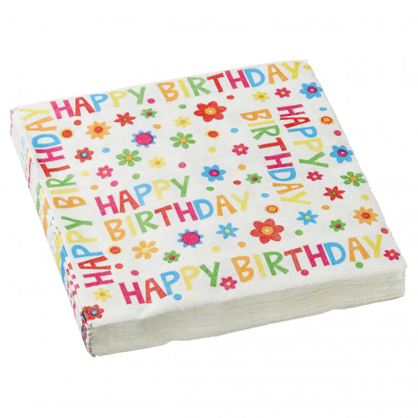 Servietten HAPPY BIRTHDAY in mehrfarbig aus Papier