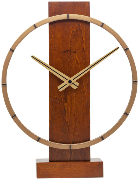 Tisch-/Wanduhr NEXTIME in braun aus Holz
