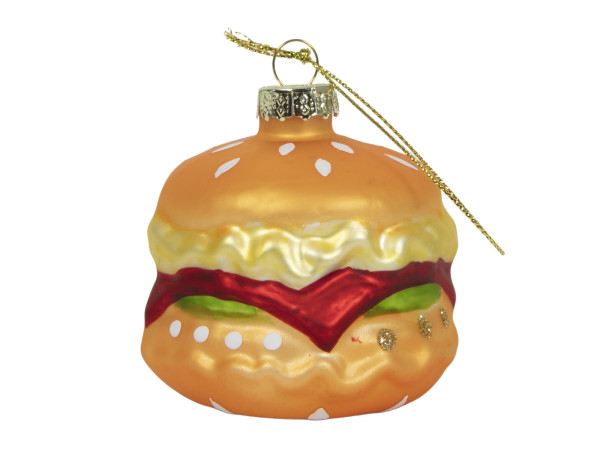 Christbaumschmuck Hänger HAMBURGER in mehrfarbig aus Glas