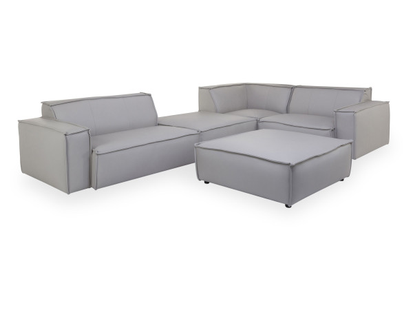 Polsterecke CROSWELL in Light Grey aus Leder