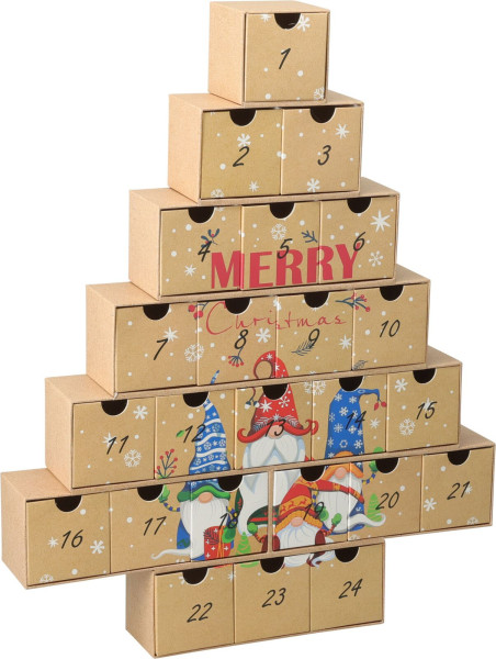 Adventkalender in braun aus Papier