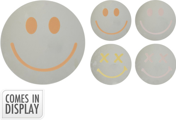 Spiegel SMILEY in mehrfarbig aus Glas