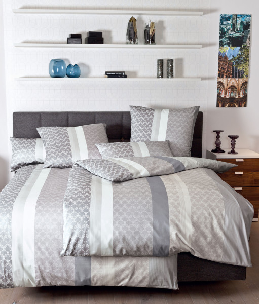Bettwäsche PALERMO Mako-Satin in grau aus Baumwolle