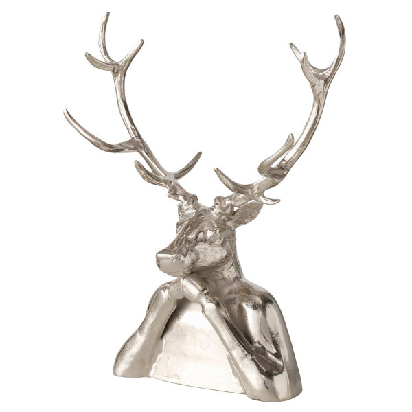 Büste Hirsch TITUS in silberfarben aus Aluminium