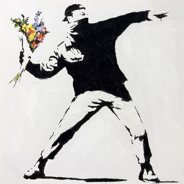 Keilrahmenbild BLUMENWERFER in grau aus Holz