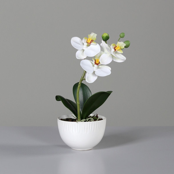 Kunstblume ORCHIDEE in creme aus Keramik