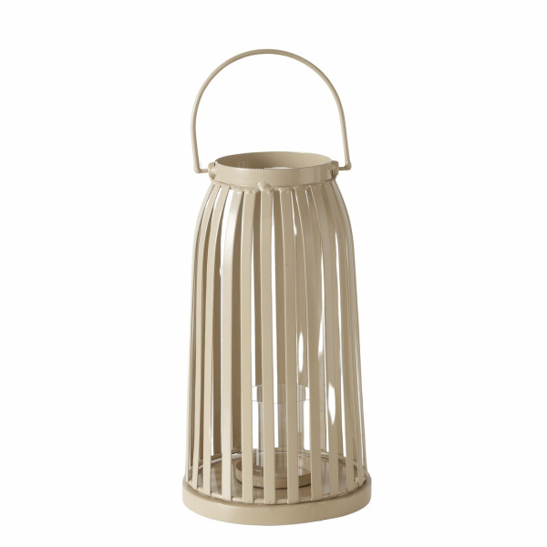 Windlicht ISABELLA in beige aus Materialmix