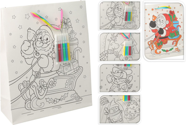 Geschenktasche zum Ausmalen in weiß aus Papier