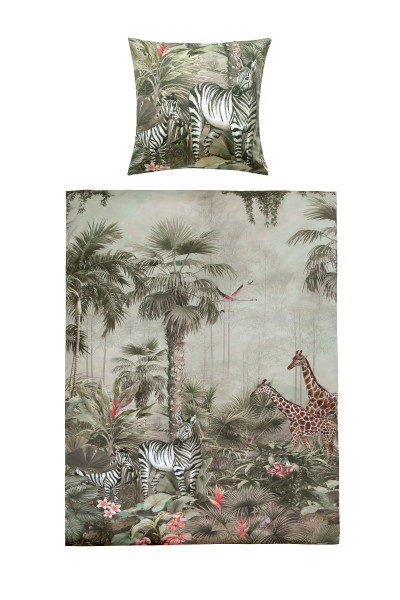 Wendebettwäsche DAKOTA Satin in grün aus Baumwolle