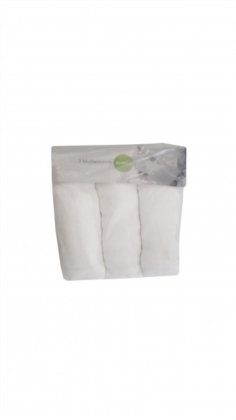 Mull-Windeln 3er Pack in weiß aus 100 % Naturmaterial