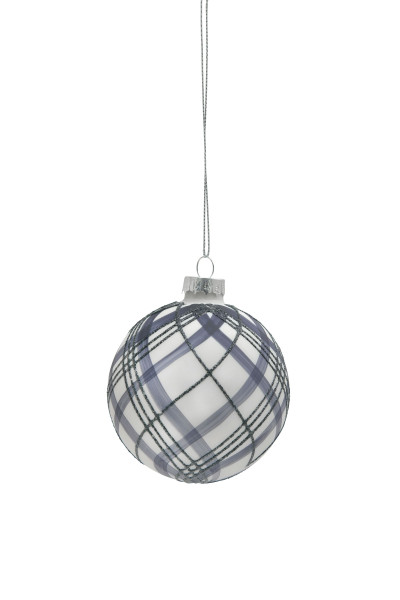 Weihnachtskugel LINES in grau aus Glas